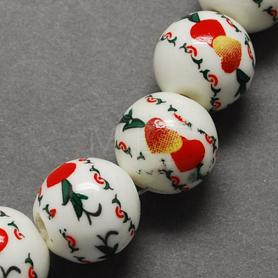 Handmade Printed Porcelain Beads PORC-Q199-8mm-14-1