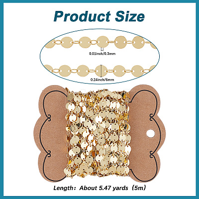 5M Rack Plating Brass Handmade Flat Sequin Chains CHC-SC0001-11-1
