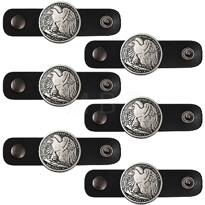 6Pcs Alloy with Imitation Leather Scarf Clips AJEW-CL0004-82B-1