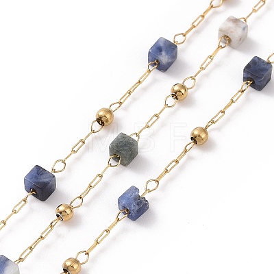 Natural Sodalite Square Beaded Chains AJEW-SZ0002-43A-1