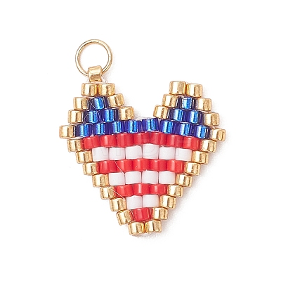 Glass Seed Beaded Pendants PALLOY-MZ01242-1