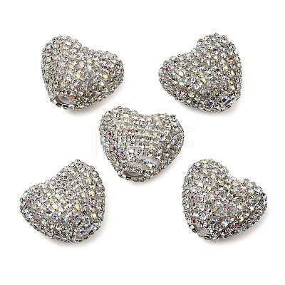 Sparkling Acrylic Heart Beads with Rhinestone Embellishment OACR-NH0001-02B-07-1