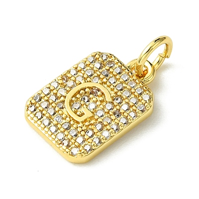 Rack Plating Brass Micro Pave Clear Cubic Zirconia Charms KK-G501-01G-G-1