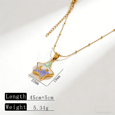 304 Stainless Steel Enamel & Plastic Pearl Pendant Necklaces WG418AA-01-1