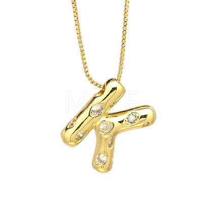 Brass Micro Pave Clear Cubic Zirconia Initial Pendant Necklaces FS-WGF17D9-16-1
