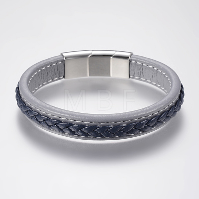 Braided Leather Cord Bracelets BJEW-H561-03-1