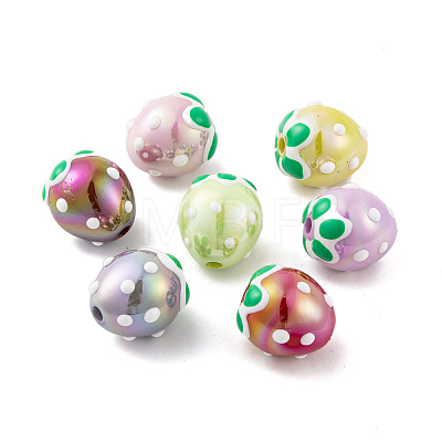 UV Plating Rainbow Iridescent Acrylic Beads X-PACR-C009-01-1