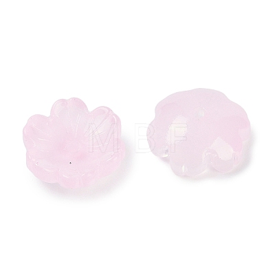 Transparent Spray Paint Glass Bead Caps GLAA-H035-04G-1