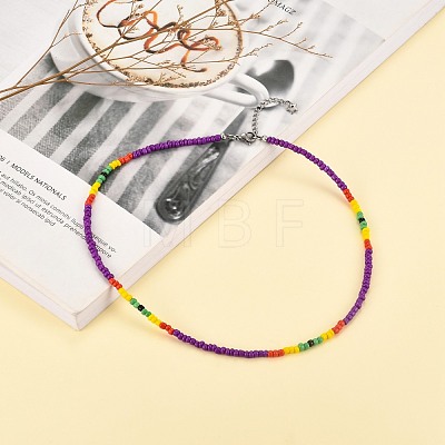 Glass Seed Beaded Necklaces NJEW-JN03646-1