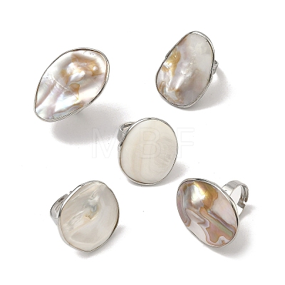 Adjustable Freshwater Shell Finger Rings RJEW-XCP0001-06-1