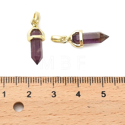 Natural Amethyst Double Terminal Pointed Pendant G-H097-01G-08-1