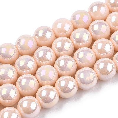 Electroplate Opaque Glass Beads Strands GLAA-T032-P10mm-AB09-1