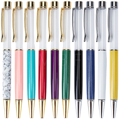 10Pcs 10 Colors Creative Empty Tube Ballpoint Pens AJEW-GF0014-31A-1