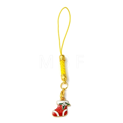 Christmas Theme Polyester with Alloy Enamel Mobile Straps HJEW-JM02213-1