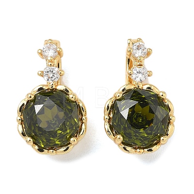 Brass Micro Pave Cubic Zirconia Fold Over Clasps KK-H526-14G-1