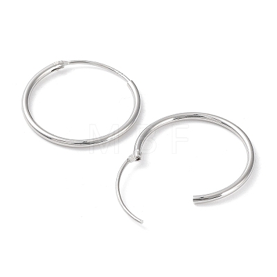 Rhodium Plated 925 Sterling Silver Huggie Hoop Earrings EJEW-K258-02D-P-1