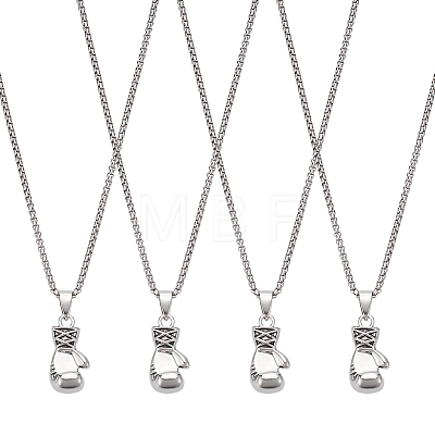 4Pcs Alloy Boxing Gloves Pendant Necklaces NJEW-UN0001-63AS-1