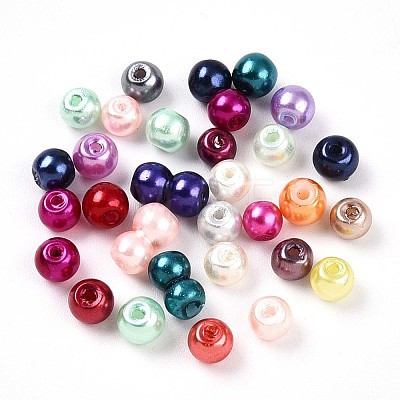 Baking Painted Pearlized Glass Pearl Beads HY-Q003-4mm-M01-1