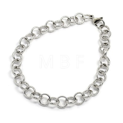 Fashionable 304 Stainless Steel Engraved Bubbles Cable Chain Bracelets STAS-A028-B087P-1