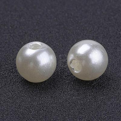 Creamy White Round Chunky Imitation Loose Acrylic Pearl Beads X-PACR-8D-12-1