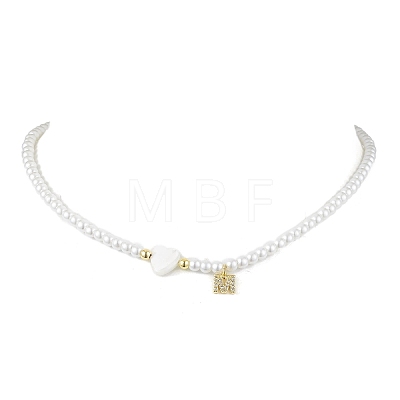 Brass Micro Pave Grade AAA Cubic Zirconia Letter Pendant Necklaces NJEW-JN04771-13-1