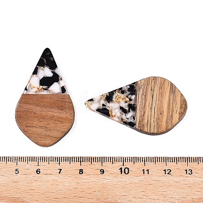 Transparent Resin and Walnut Wood Pendants RESI-T057-06A-1