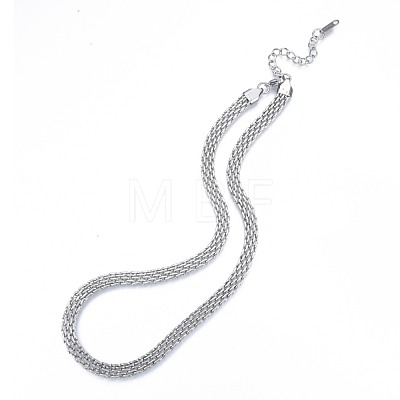 304 Stainless Steel Mesh Chains Necklace for Men Women NJEW-N052-03P-1