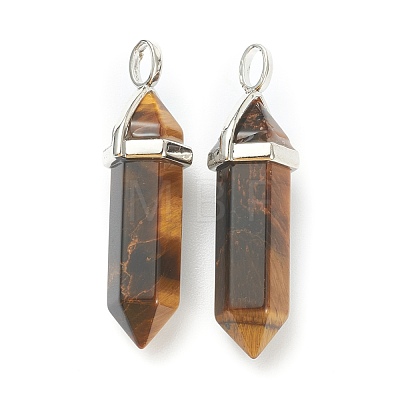 Natural Tiger Eye Pointed Pendants G-M378-01P-A26-1