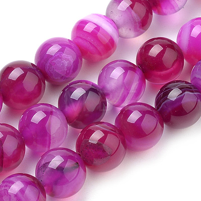 Natural Striped Agate/Banded Agate Beads Strands G-S259-04-6mm-1