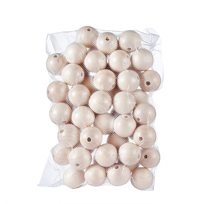 Round Unfinished Wood Beads WOOD-TA0001-07-LF-1