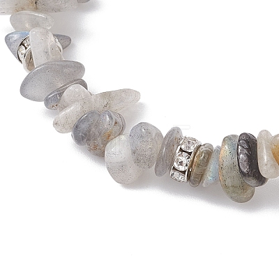 Natural Labradorite Chip Beaded Stretch Bracelets BJEW-JB12316-01-1