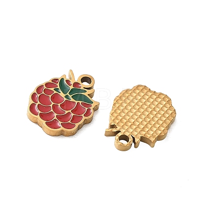 Fruit 304 Stainless Steel Enamel Pendants SA-CBA49D2-11G-15-1
