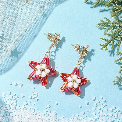 Glass Star Stud Earrings EJEW-MZ00256-05-1