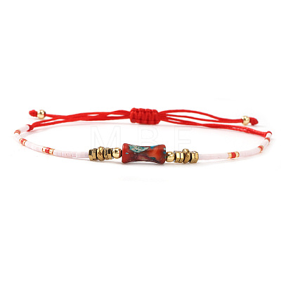 Bohemian Natural Gemstone & Glass Seed Bead Braided Bead Bracelets for Unisex OP0530-4-1