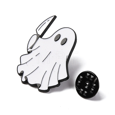 Halloween Ghost with Knife Zinc Alloy Enamel Pin Brooches JEWB-Q044-02A-1