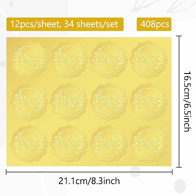 34 Sheets Self Adhesive Gold Foil Embossed Stickers DIY-WH0509-005-1
