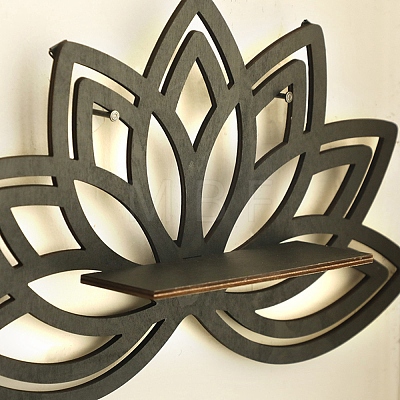 Wooden Lotus Shelf for Crystals PW-WG03784-01-1