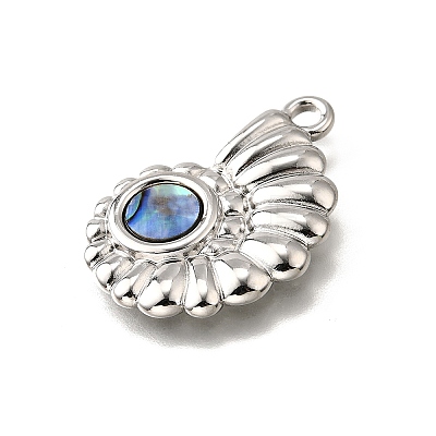 304 Stainless Steel Pave Natural Paua Shell Pendants STAS-C122-21C-01P-1