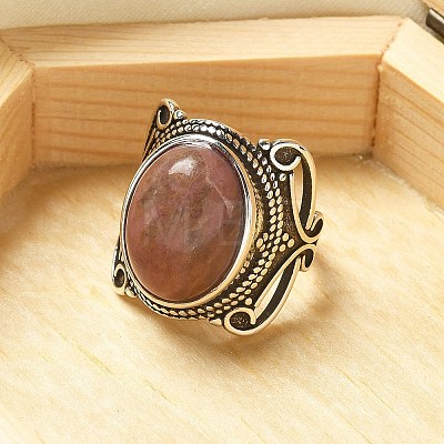 Natural Rhodonite Adjustable Rings RJEW-I108-02AS-13-1