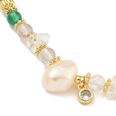 Natural Pearl & Natural Gemstone Beaded Necklaces NJEW-M214-08G-1
