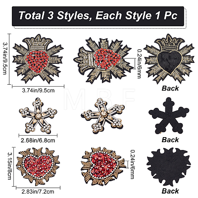 Gorgecraft 3 Style 3Pcs Woven Fabric Ornament Accessories DIY-GF0005-77-1