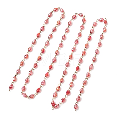 Oval Glass Beaded Link Chains AJEW-JB01471-02-1
