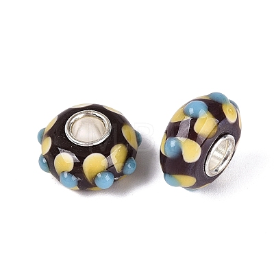 Handmade Lampwork & Brass Core European Beads LAMP-N044-13S-01-1
