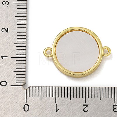 Rack Plating Brass Micro Pave Clear Cubic Zirconia Flat Round Connector Charms KK-I718-47G-04-1