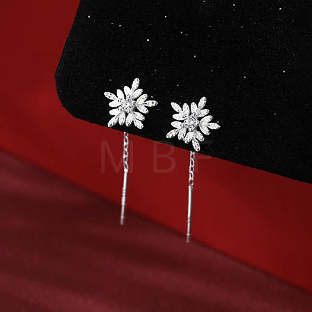 Snowflake 999 Sterling Silver Micro Pave Clear Cubic Zirconia Ear Thread FS-WG73423-01-1