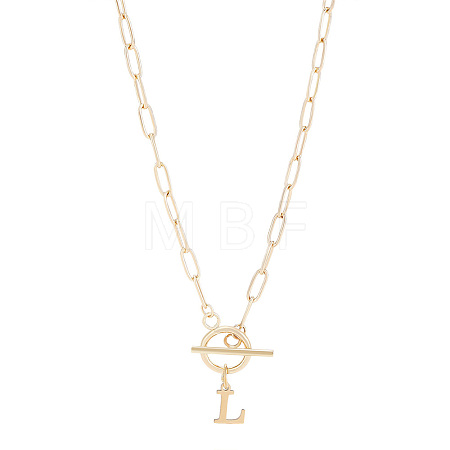 304 Stainless Steel Letter Pendant Necklaces NJEW-LP0001-52L-G-1
