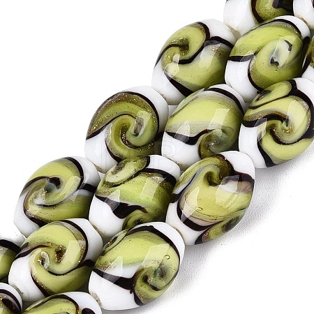 Handmade Gold Sand Lampwork Beads Strands LAMP-Q041-09D-1