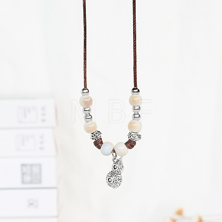 Alloy Pendant Waxed Cord Necklaces FS-WGBC2DA-06-1