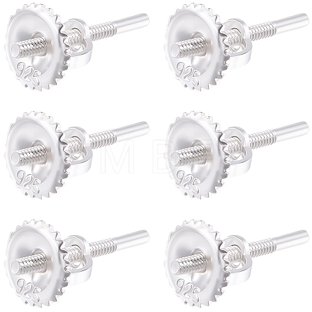 3 Pairs 925 Sterling Silver Screw Ear Nuts STER-BBC0009-74A-1