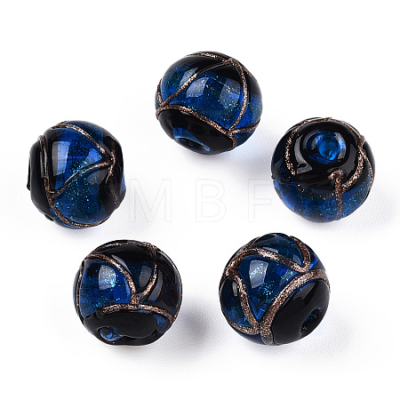 Handmade Gold Sand Lampwork Beads LAMP-T019-12mm-05-1